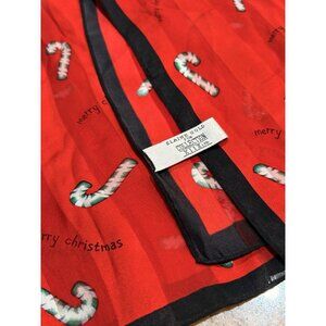 Elaine Gold Silk Red Scarf Christmas Collection XIIX Hand Rolled Edge 21” Square